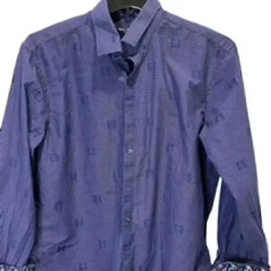 Marco Brunelli Long‎ Sleeve Button Up Shirt W/ Contrasting flip Cuffs Mens Sz XL